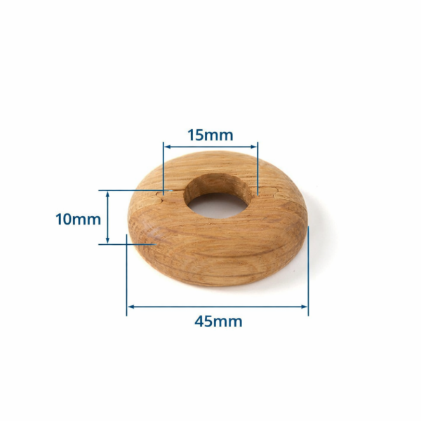15mm Oak Pipe Covers (Set of 2) – 10mm Thick, Lacquered Finish
