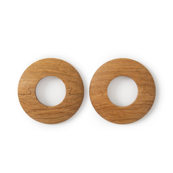 Oak Lacquered Radiator Pipe Covers (22mm) – Low Profile 6mm Set of 2