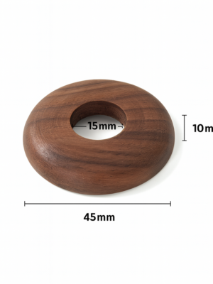 Walnut pipe collar 15mm high profile side view showing thickness